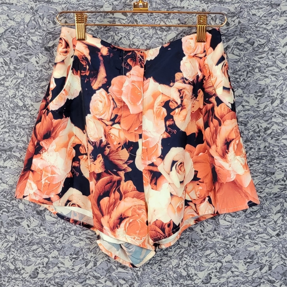 Rose Print High Waist Shorts